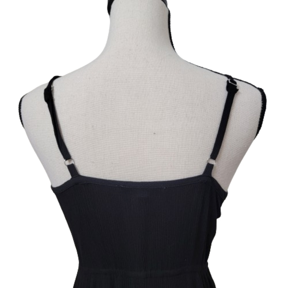 Fourteenth Place Size S Black Crepe Maxi Halter Dress w/ Pink Embroidered Floral - Picture 5 of 13